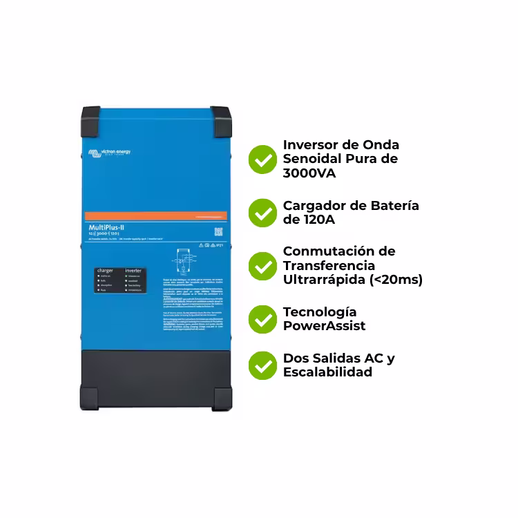 Inversor Cargador 12V Monofásico 3kW Victron MultiPlus-II 120V 12/3000/120-50 Aislado - Vista principal