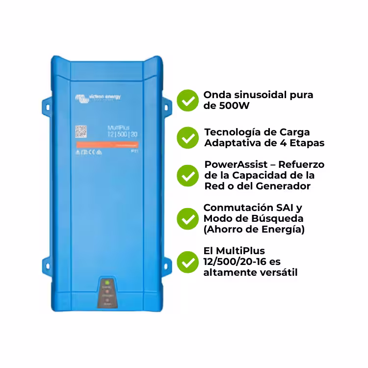 Inversor Cargador 12V Monofásico 500W Victron MultiPlus 12-500-20-16 120V Aislado - Vista principal