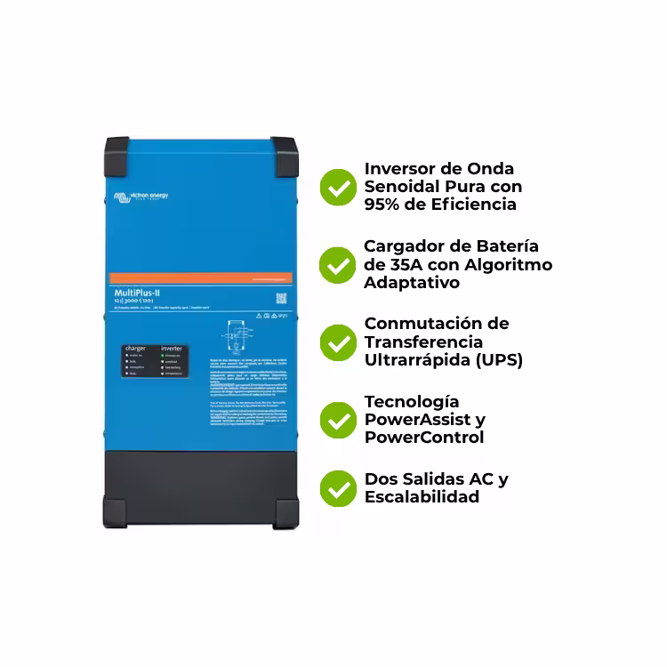 Inversor Cargador 48V Aislado Monofásico 3000W Victron MultiPlus-II 120V 48/3000/35-50 - Vista principal