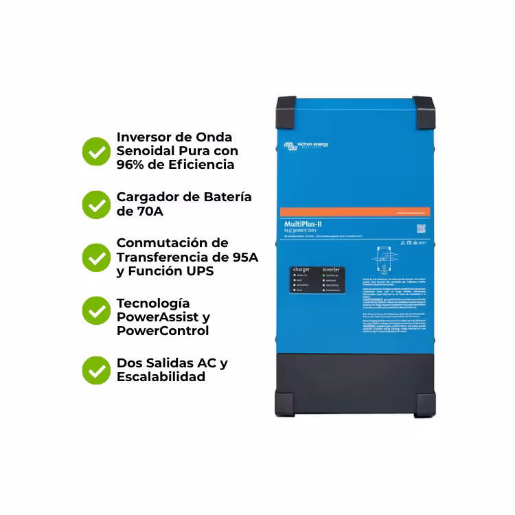 Inversor Cargador 48V Aislado Monofásico 5000W Victron MultiPlus-II 120V 48/5000/70-95 - Vista principal