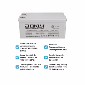 Bateria GEL Monoblock AOKLY 6GFM250G 12V 312AH - Imagen 3